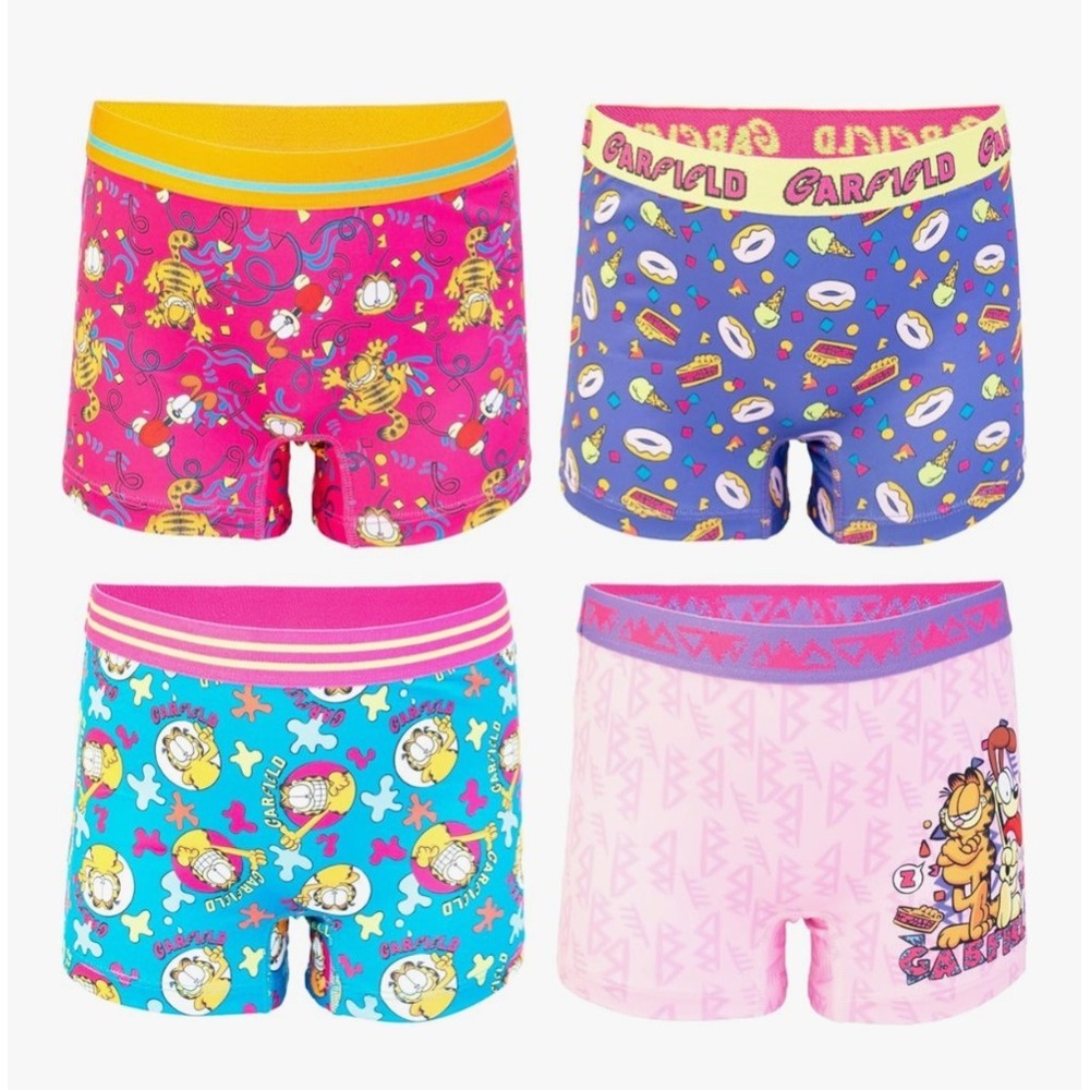 Nickelodeon Garfield Girls 4 Pack Boyshorts Underwear Size 6 NWT